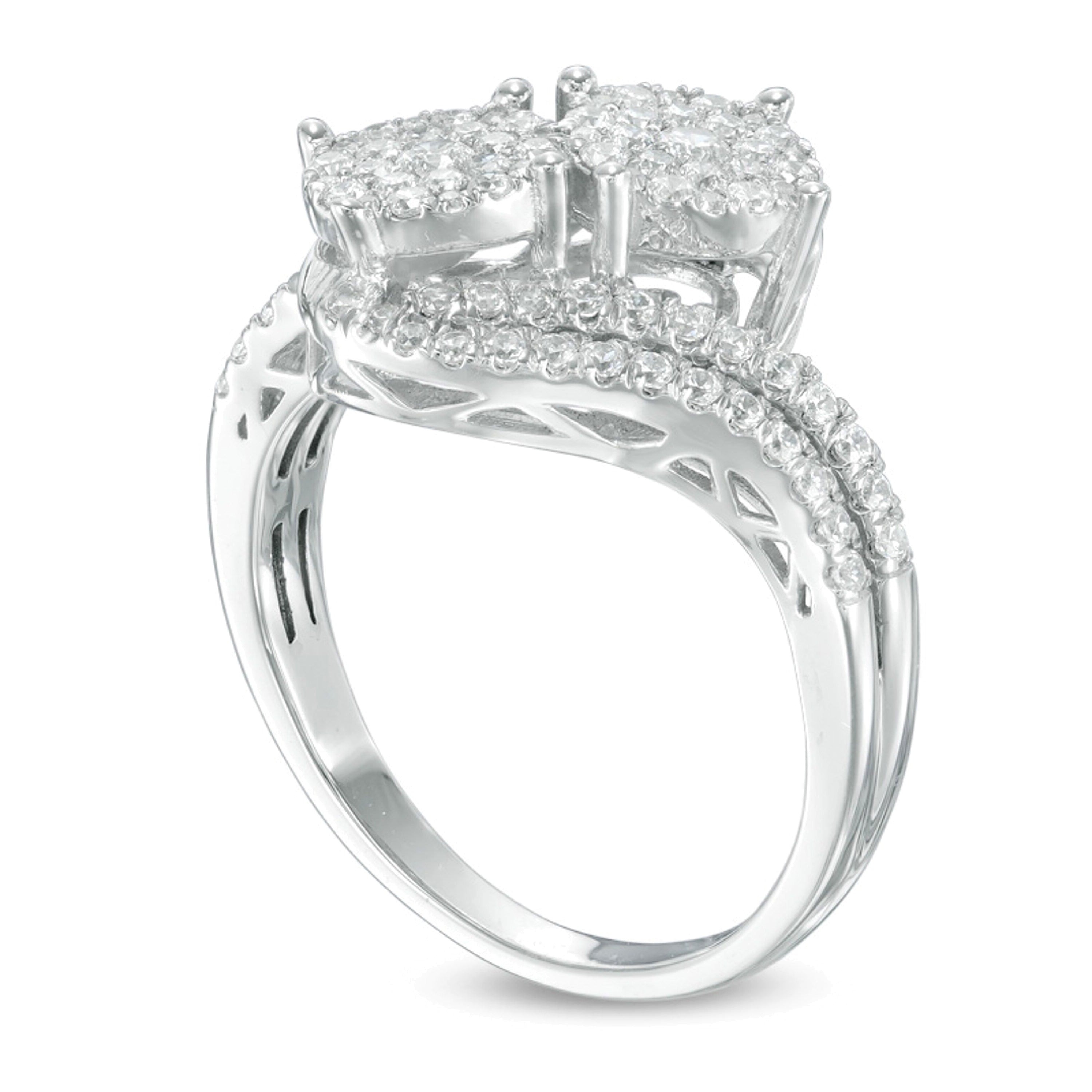 0.75 CT. Gesamtgewicht Multi-Diamant Bypass Ring aus 10K Weißgold