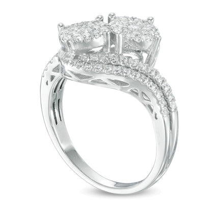 0.75 CT. Gesamtgewicht Multi-Diamant Bypass Ring aus 10K Weißgold