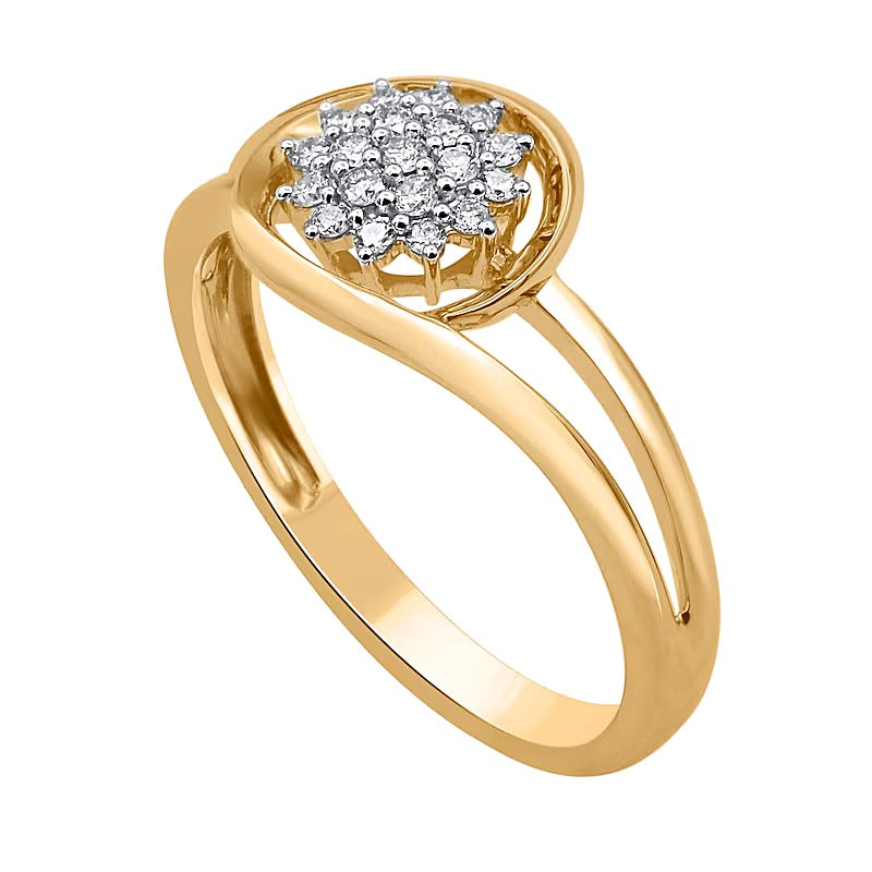 0.17 ct. Gesamtgewicht Multi-Diamant Sunburst Split-Shank Ring in 10K Gelbgold