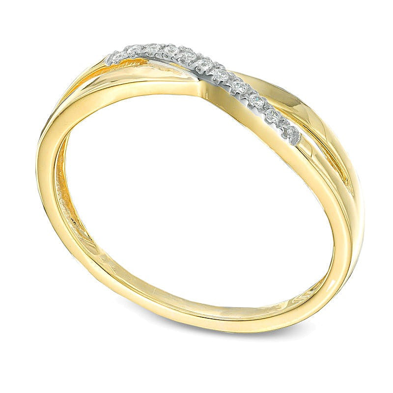 Diamant-Fashion-Ring mit Criss-Cross-Wellendesign in 10K Gelbgold
