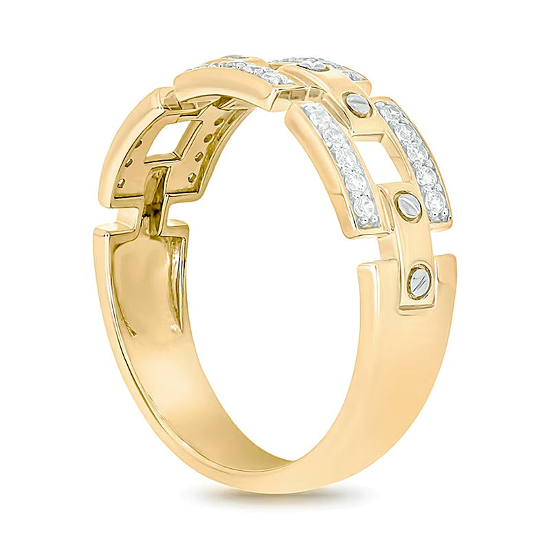 0,25 ct. Gesamtgewicht Diamant-Ring Fashion mit Kettengliedern und Schrauben-Akzent aus 14K Weißgold für Damen