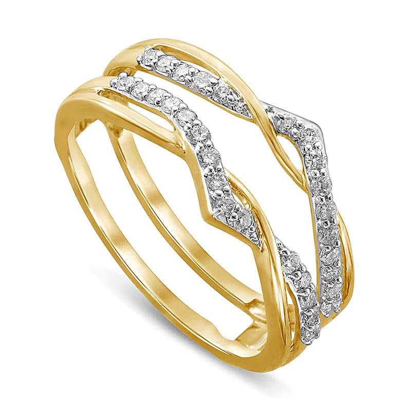 0.25 ct. Gesamtgewicht Diamant Crossover Chevron Solitär-Enhancer in 14K Gelbgold