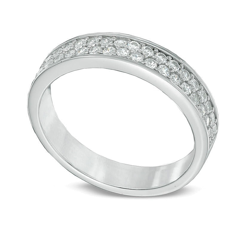 Ehering mit Diamanten 0.5 ct. Gesamtgewicht, zweireihig, in 10K Weißgold