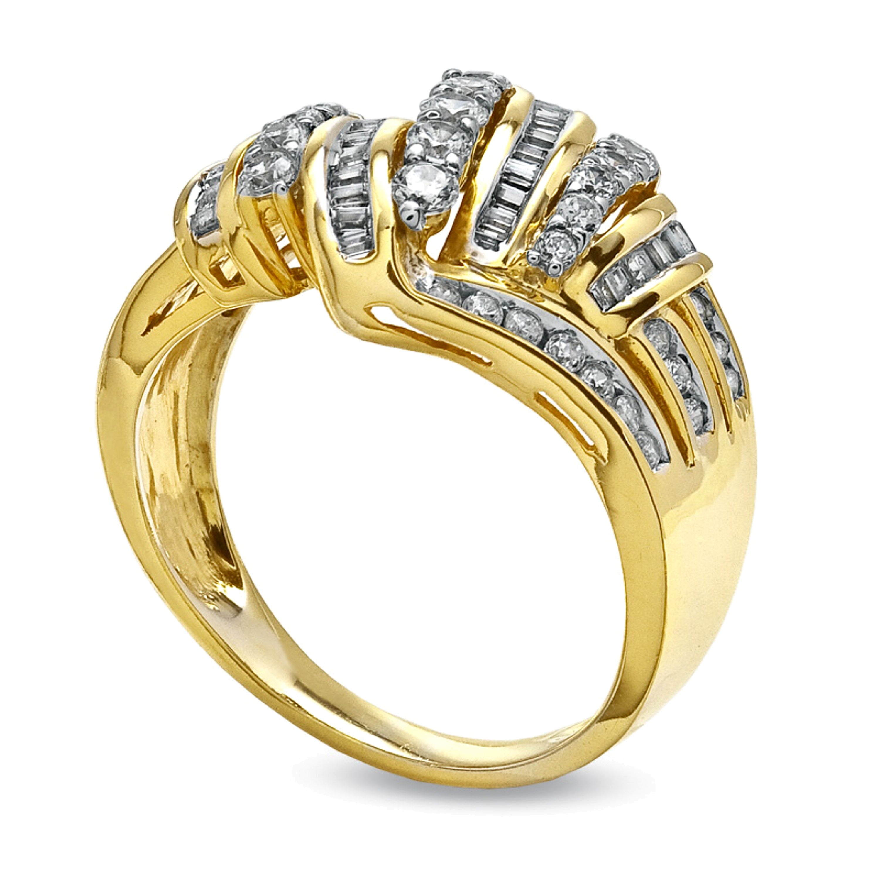 0,75 ct. Gesamtgewicht Diamant Fashion-Ring in 10K Gelbgold