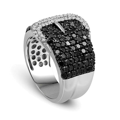 Fashion-Ring mit schwarzen und weißen Diamanten 1,88 ct. Gesamtgewicht in rhodiniertem Sterlingsilber