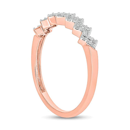 0,17 ct. Gesamtgewicht Diamant Zickzack Stapelring in 10K Roségold