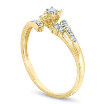 0.1 CT. Gesamtgewicht Diamant Bypass Freundschaftsring in 10K Gelbgold