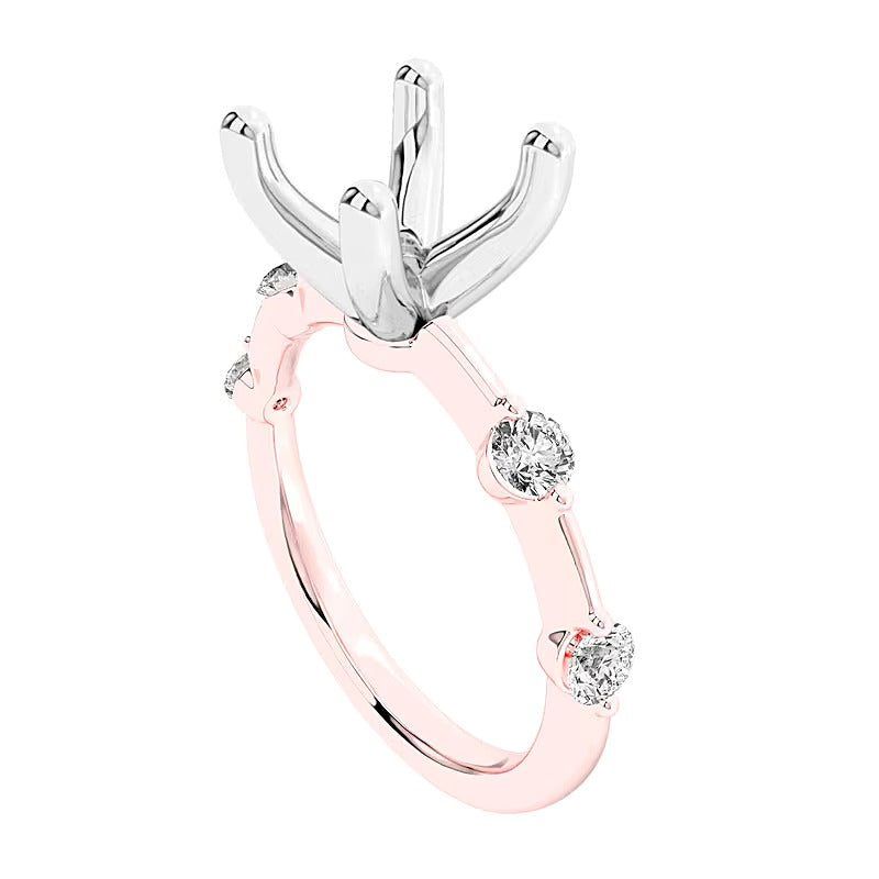 0.25 ct. Gesamtgewicht Diamant Station Semi-Mount Fassung in 14K Roségold