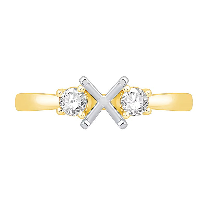 0.25 ct. Gesamtgewicht Diamant Dreistein Solitär Fassung in 14K Gelbgold