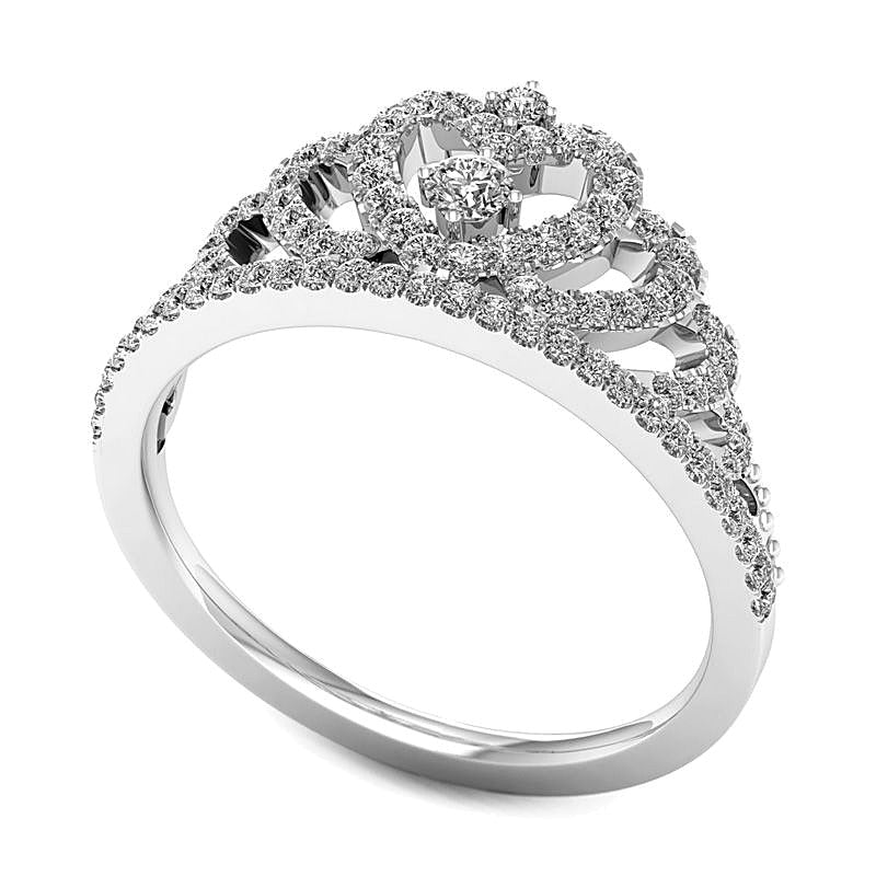0.33 ct. Gesamtgewicht Diamant Herz-Krone Ring in 10K Weißgold