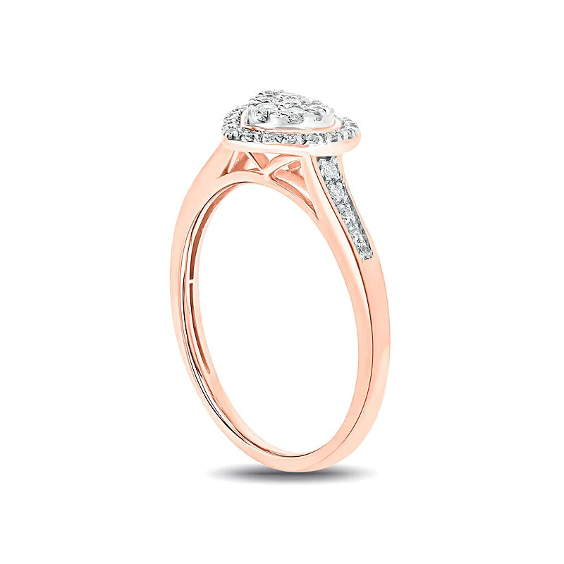 Freundschaftsring mit Diamanten in Herz-Form 0,2 ct. Gesamtgewicht in 10K Roségold