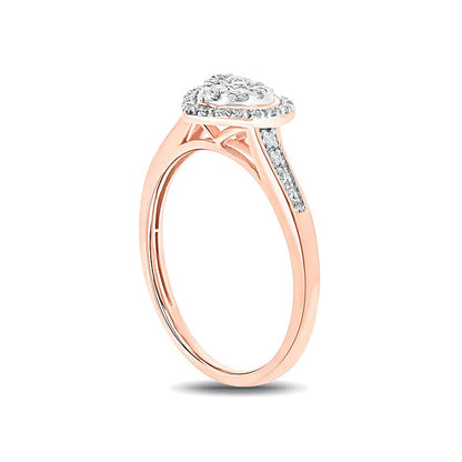 Freundschaftsring mit Diamanten in Herz-Form 0,2 ct. Gesamtgewicht in 10K Roségold
