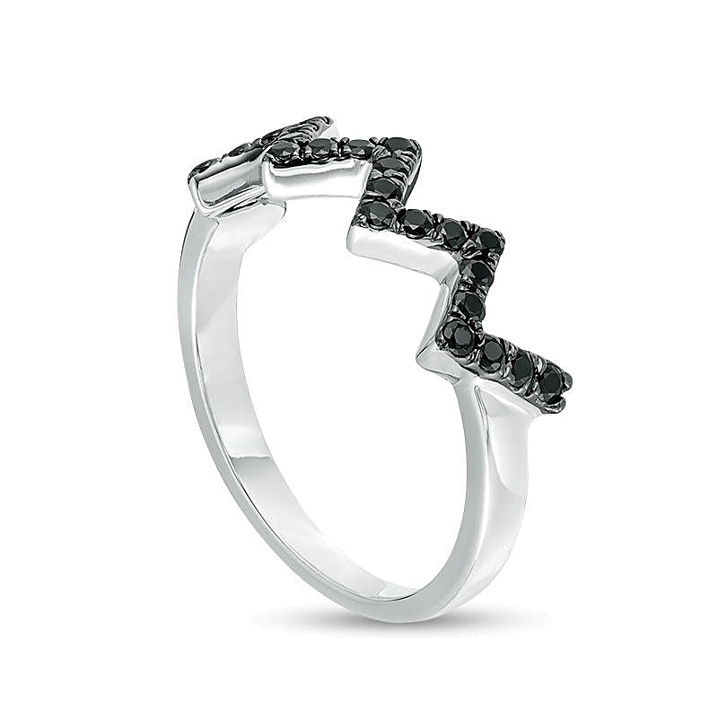 0.33 ct. Gesamtgewicht schwarzer Diamant Zickzack-Ehering in 10K Weißgold