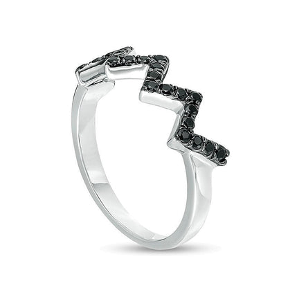 0.33 ct. Gesamtgewicht schwarzer Diamant Zickzack-Ehering in 10K Weißgold