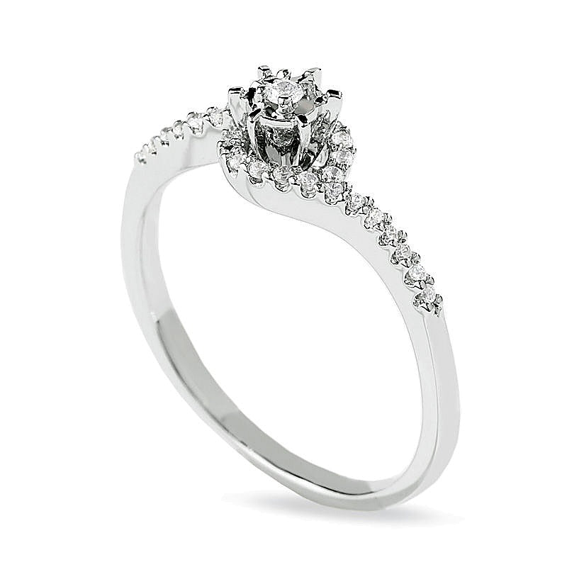 0.1 ct. Gesamtgewicht Diamant Bypass Freundschaftsring in 10K Weißgold