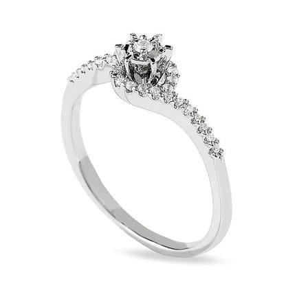 0.1 ct. Gesamtgewicht Diamant Bypass Freundschaftsring in 10K Weißgold