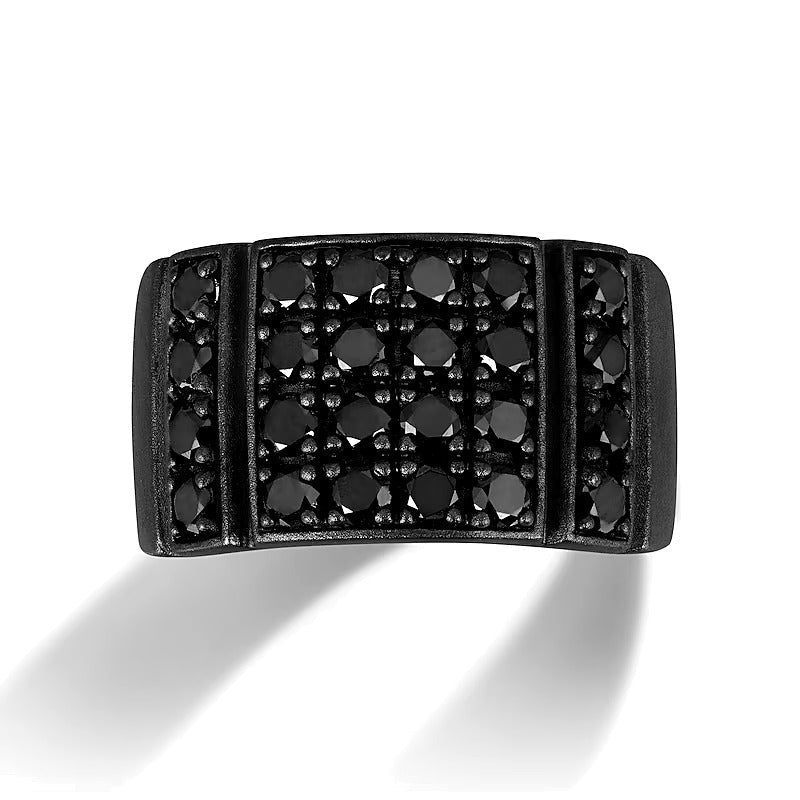 2.2 CT. TW schwarzer Diamant Fashion-Ring mit rechteckiger Oberseite in oxidiertem schwarzem Sterlingsilber