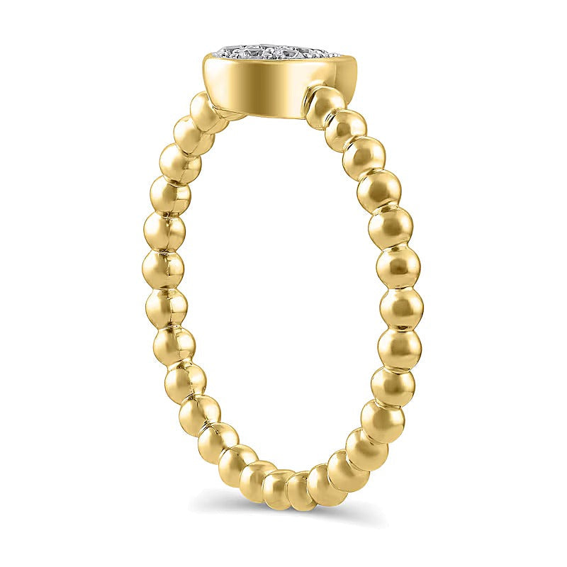 Multi-Diamant-Ring mit Perlschiene 0,13 ct. Gesamtgewicht in 10K Gelbgold