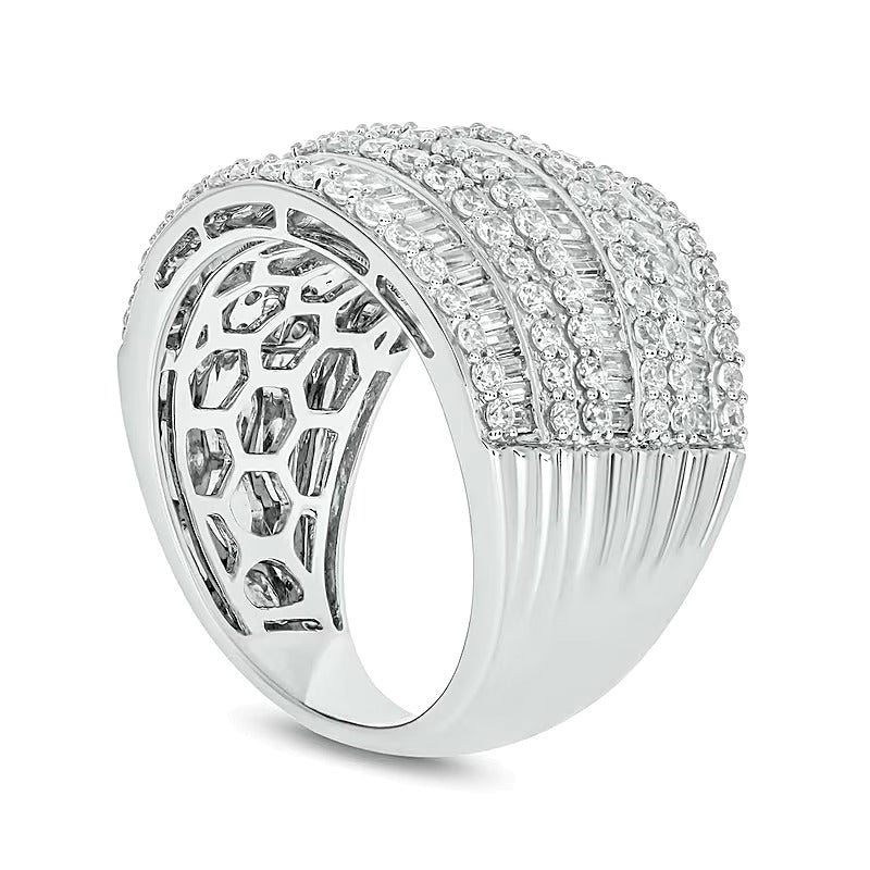 1,88 ct. Gesamtgewicht Baguette-Diamant Ring mehrreihig in 10K Weißgold