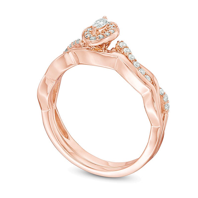 0.25 ct. Gesamtgewicht Braut-Set mit Diamanten im Marquise- und Rundschliff in 10K Roségold