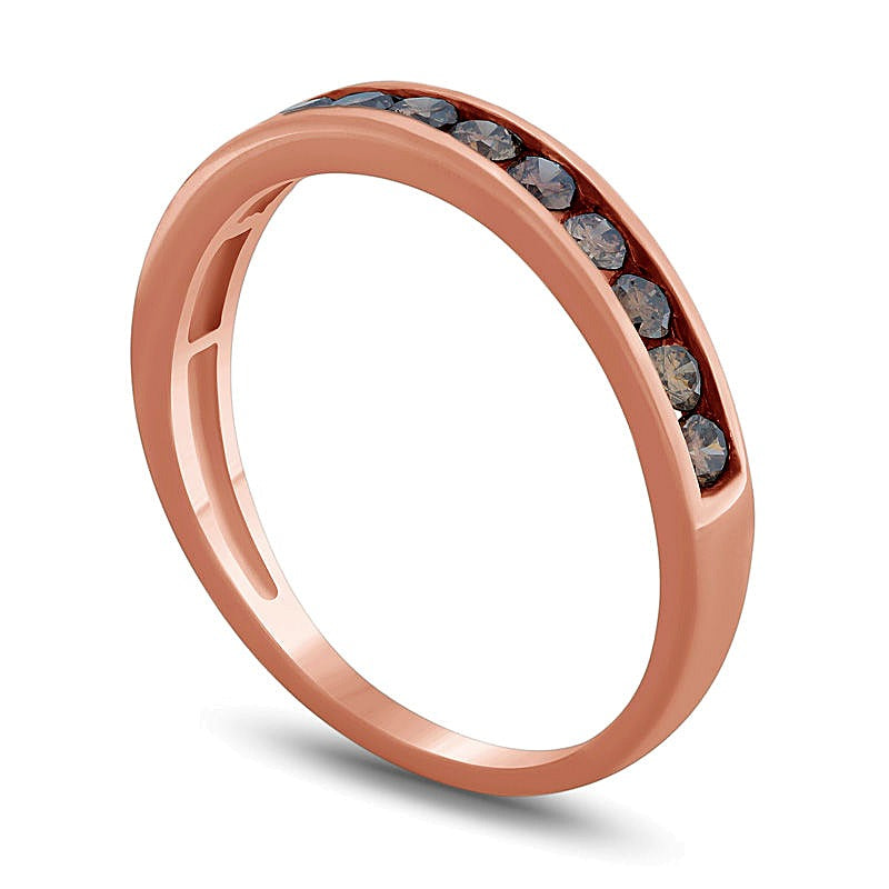 0.5 ct. Gesamtgewicht Memoire-Ring mit champagnerfarbenen Diamanten, kanalgefasst, in 10K Roségold mit schwarzem Rhodium