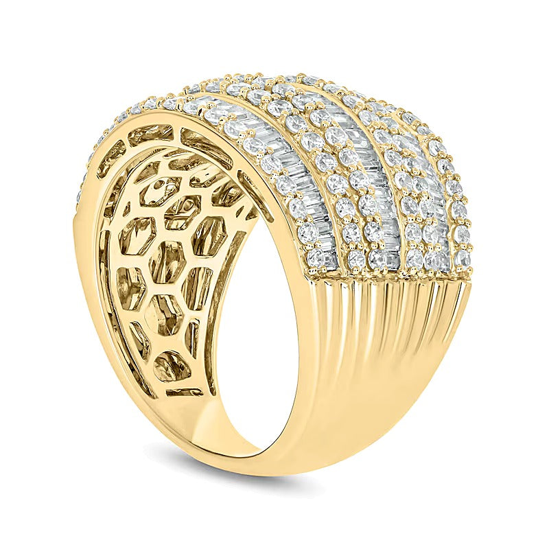 1.88 CT. Gesamtgewicht Baguette-Diamant Colosseum mehrreihiger Ring in 10K Gold