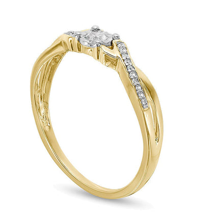0.1 CT. Gesamtgewicht Diamant Freundschaftsring mit gedrehter Ringschiene in 10K Gelbgold