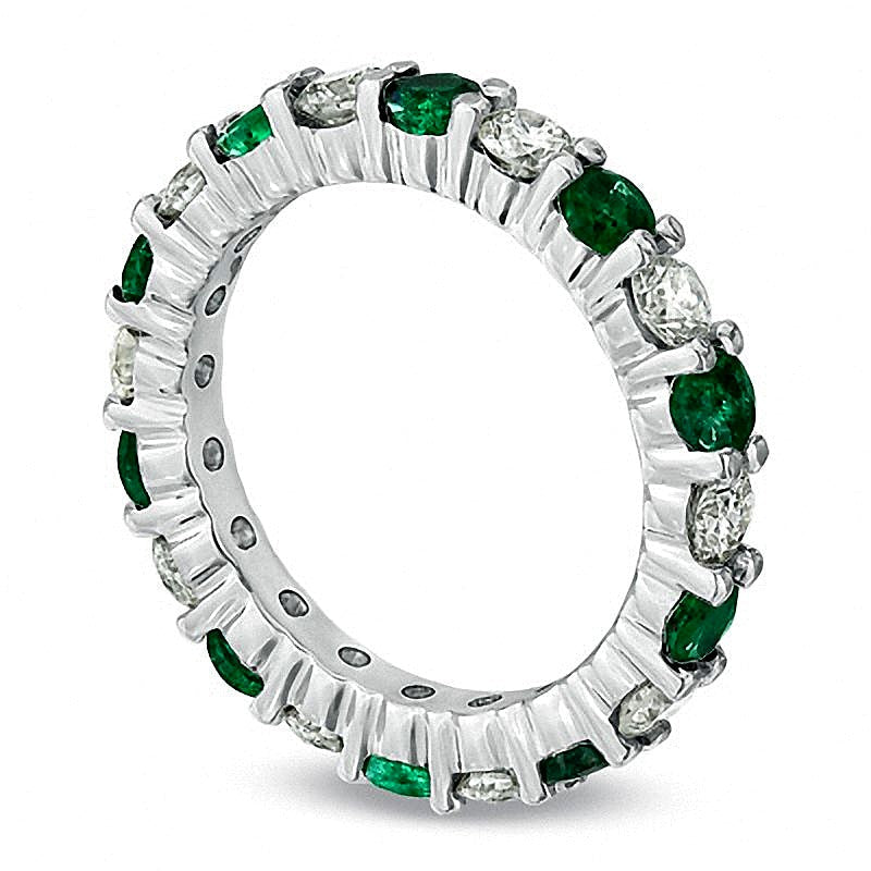 Memoire-Ring mit Smaragd und Diamant 1.0 ct. Gesamtgewicht in 14K Weißgold