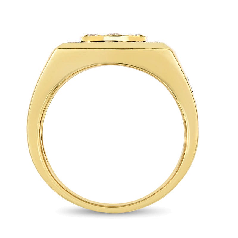 1.5 ct. Gesamtgewicht Champagner- und weißer Diamant Komposit-Ring in 14K Gelbgold