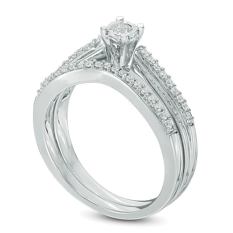 0,25 ct. Gesamtgewicht Diamant-Brautset in rhodiniertem Sterlingsilber