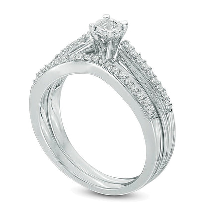 0,25 ct. Gesamtgewicht Diamant-Brautset in rhodiniertem Sterlingsilber