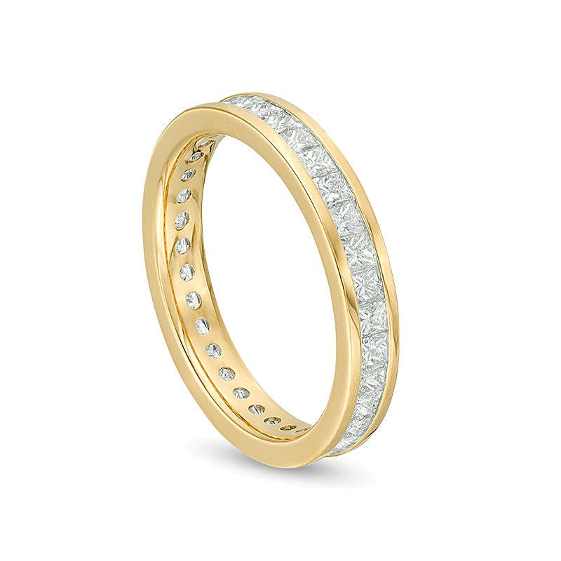 1.5 CT. Gesamtgewicht Memoire-Ring mit Diamanten im Princess-Schliff in 14K Gelbgold (H/SI2)