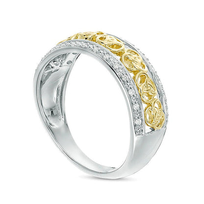 0.13 ct. Gesamtgewicht Diamant Love-Knot Ehering in 14K Bicolor-Gold