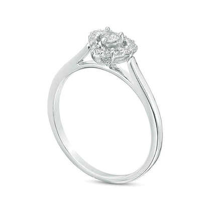 0.2 ct. Gesamtgewicht Diamant Freundschaftsring mit Herz-Rahmen in 10K Weißgold