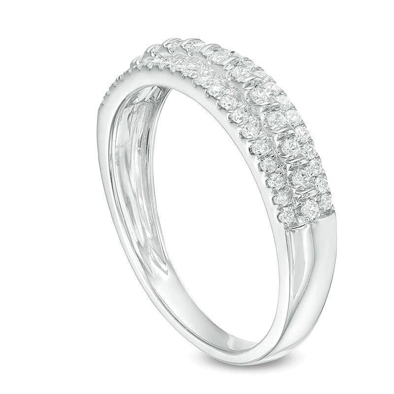 0,33 ct. Gesamtgewicht Diamant Ehering dreireihig in 10K Weißgold