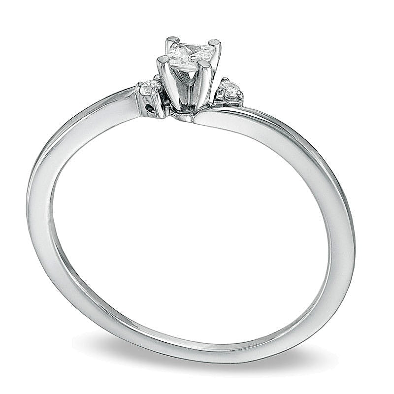 0.17 ct. Gesamtgewicht Diamant-Freundschaftsring im Princess-Schliff, Dreistein, in 10K Weißgold