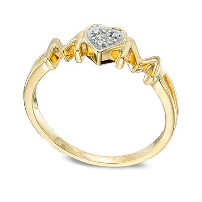 "MOM"-Ring mit Diamant-Besatz in 10K Gelbgold