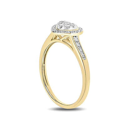 0.2 ct. Gesamtgewicht Multi-Diamant Freundschaftsring mit Herz-Rahmen in 10K Gelbgold