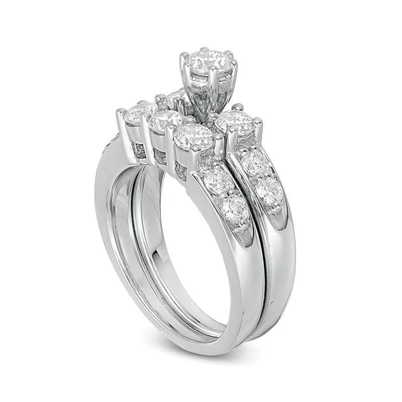 Diamant-Brautset Dreistein 2.0 ct. Gesamtgewicht in 14K Weißgold