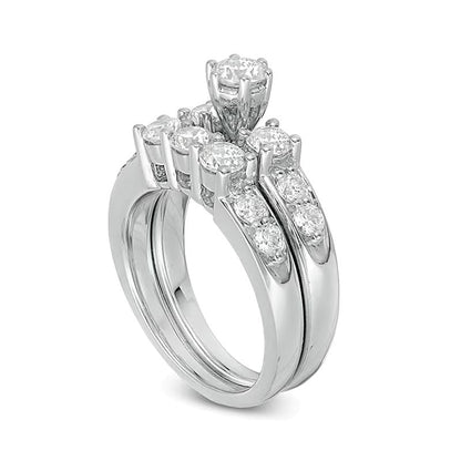Diamant-Brautset Dreistein 2.0 ct. Gesamtgewicht in 14K Weißgold