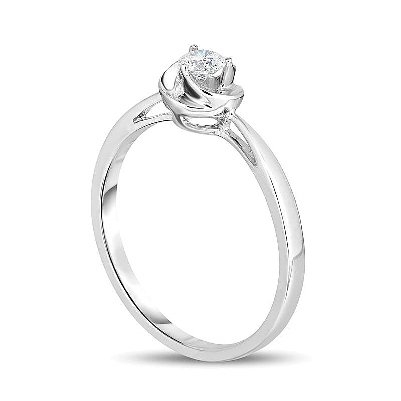 0,17 ct. Diamant-Solitär Freundschaftsring mit Swirl-Design in 10K Weißgold