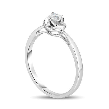 0,17 ct. Diamant-Solitär Freundschaftsring mit Swirl-Design in 10K Weißgold