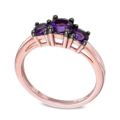 Amethyst Dreistein-Ring in 10K Roségold