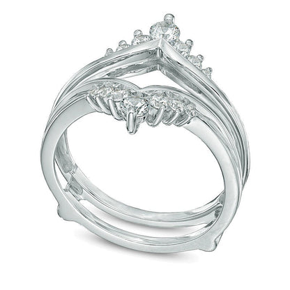 0.5 ct. Gesamtgewicht Diamant Solitär-Enhancer im Tiara-Stil in 14K Weißgold