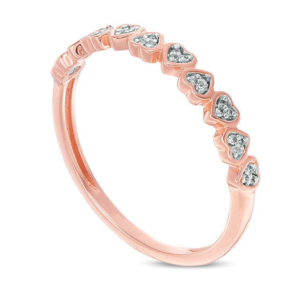 0,05 ct. Gesamtgewicht Diamant-Ring mit Herzmotiv zum Stapeln in 10K Roségold