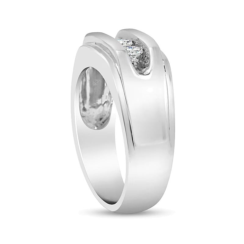 0.33 ct. Gesamtgewicht Diamant Dreistein Ring kanalgefasst in rhodiniertem Sterlingsilber