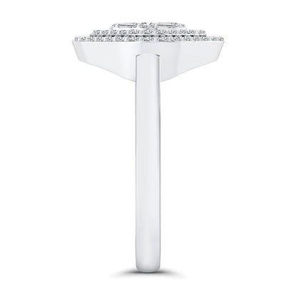 0.33 ct. Gesamtgewicht Fashion-Ring mit Diamanten in Princess-, rundem und Baguette-Schliff in 10K Weißgold
