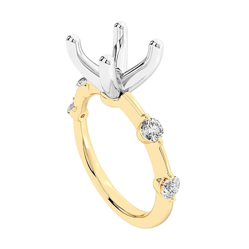 0,25 ct. Gesamtgewicht Diamant Station Semi-Mount Fassung in 14K Gelbgold