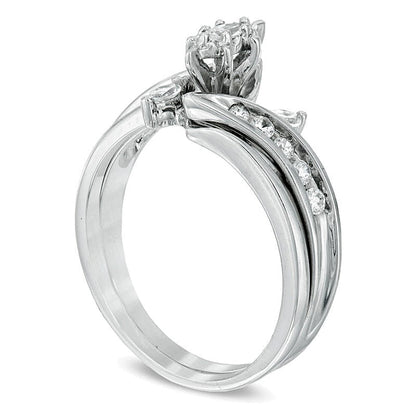 0.5 ct. Gesamtgewicht Dreistein-Brautset mit Marquise-Diamanten in 10K Weißgold