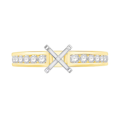 0.38 ct. Gesamtgewicht kanalgefasster Diamant Solitär Semi-Mount in 14K Gelbgold